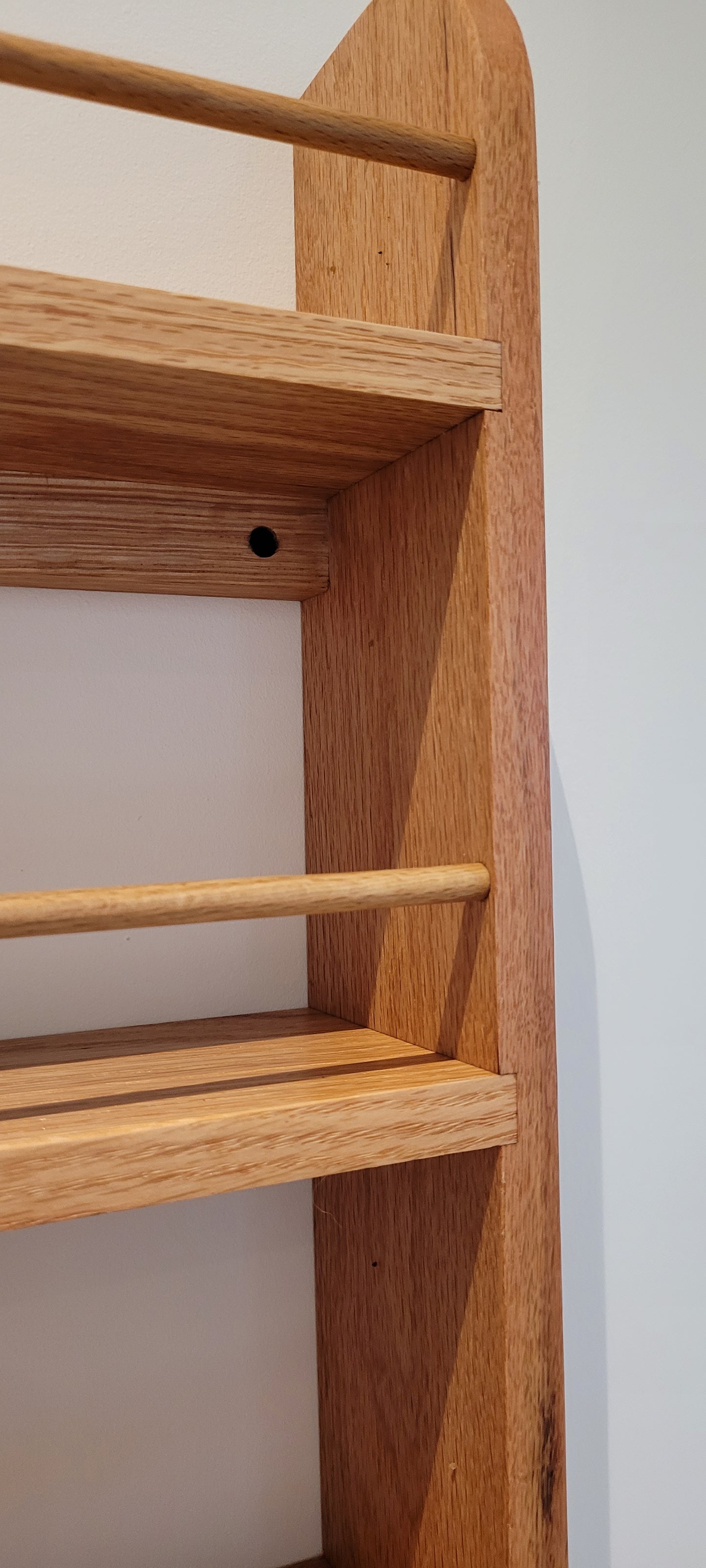 Solid Oak Larder Rack for Butler Pantry Cupboard Doors - Spice Rack - Bottle Rack - 4 Shelves