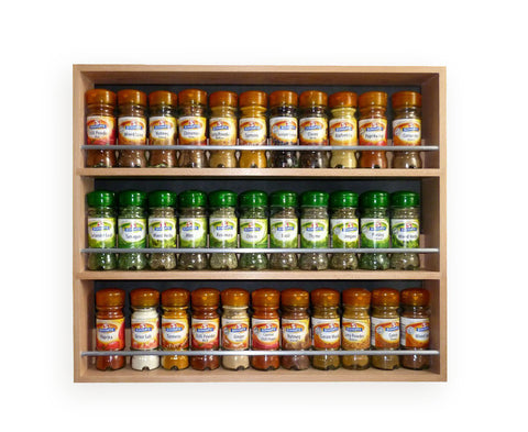 Solid Beech Spice Rack 3 Shelves for Spices & Herb Jars Kitchen Storage