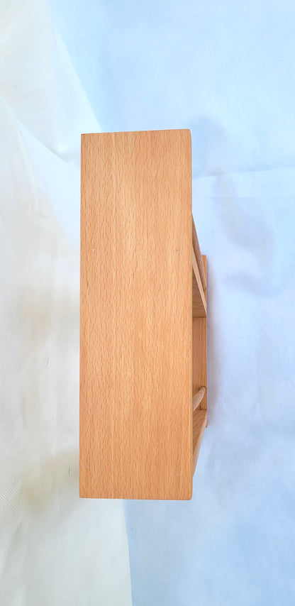 Solid Beech Spice Rack 2 Shelf Deep Capacity & Open Top for Larger Jars, Bottles and Packets