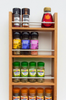 Solid Oak Spice Rack 4 Tiers Deep Capacity & Open Top for Larger Jars, Bottles and Packets