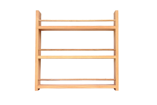 Solid Beech Spice Rack 3 Shelf Deep Capacity & Open Top for Larger Jars, Bottles and Packets