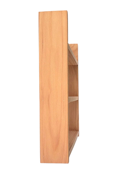 Solid Beech Spice Rack 3 Shelf Deep Capacity & Open Top for Larger Jars, Bottles and Packets
