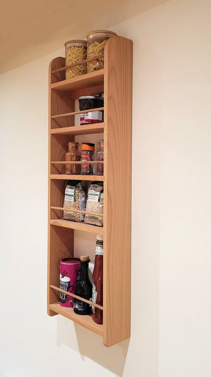Side view of 5 shelf solid beech butler pantry larder rack