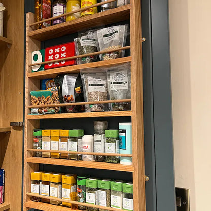 Solid Oak Spice Rack 6 Shelves - Cupboard & Door Hung - 6cm Deep