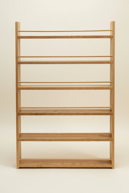 Solid Oak Spice Rack 6 Shelves Deep Capacity & Open Top for for Larger Jars, Bottles and Packets - 8cm Deep