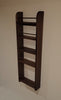 Solid walnut spice rack for a pantry or larder unit, with 5 shelves including a bottle shelf.