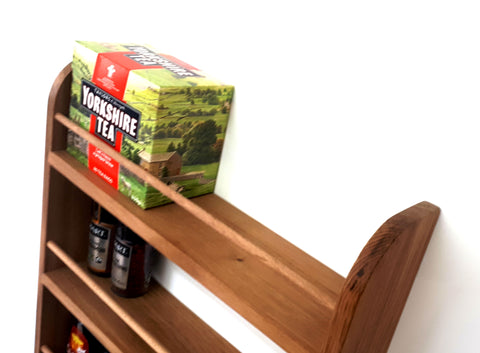 Solid Oak Larder Rack for Pantry Cupboard Doors - Spice Rack - Bottle Rack - 4 Shelves