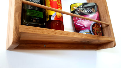 Solid Oak Larder Pantry Spice Rack for Spice Jars, Bottles and Packets - 4 Shelves - SilverAppleWood
