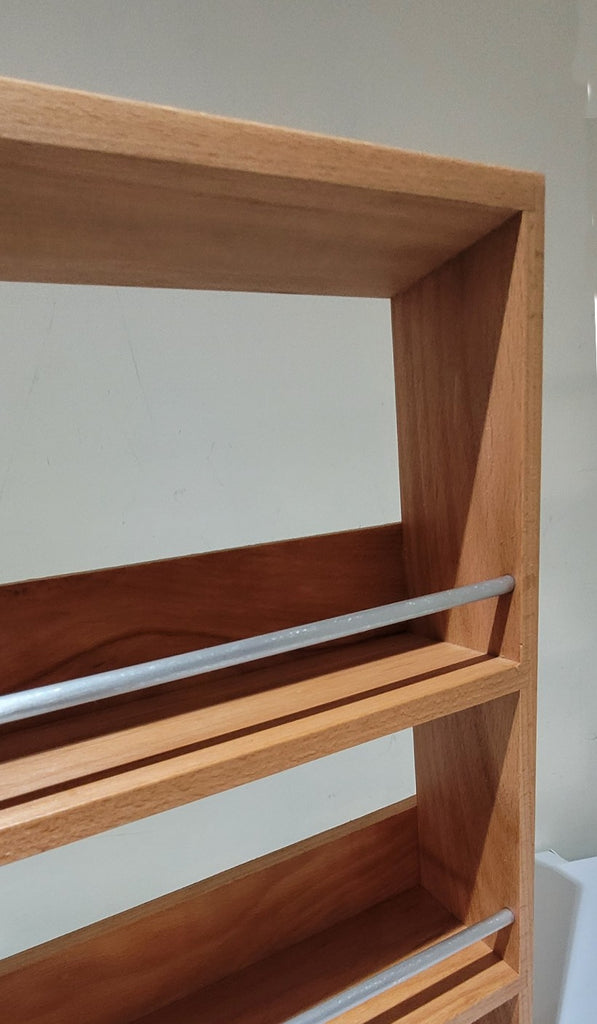Solid Beech Spice Rack 5 Shelves Tiers Kitchen Storage SilverAppleWood